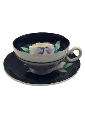 Vintage Hand Painted Floral Rossetti Porcelain Tea Cup and Saucer Set  Japan